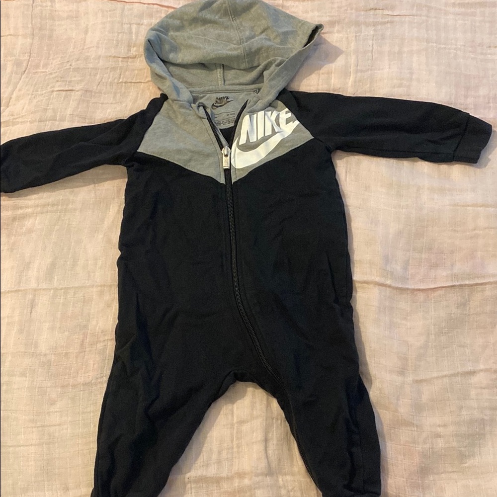 Nike Black and Gray one piece with Hood and Zipper